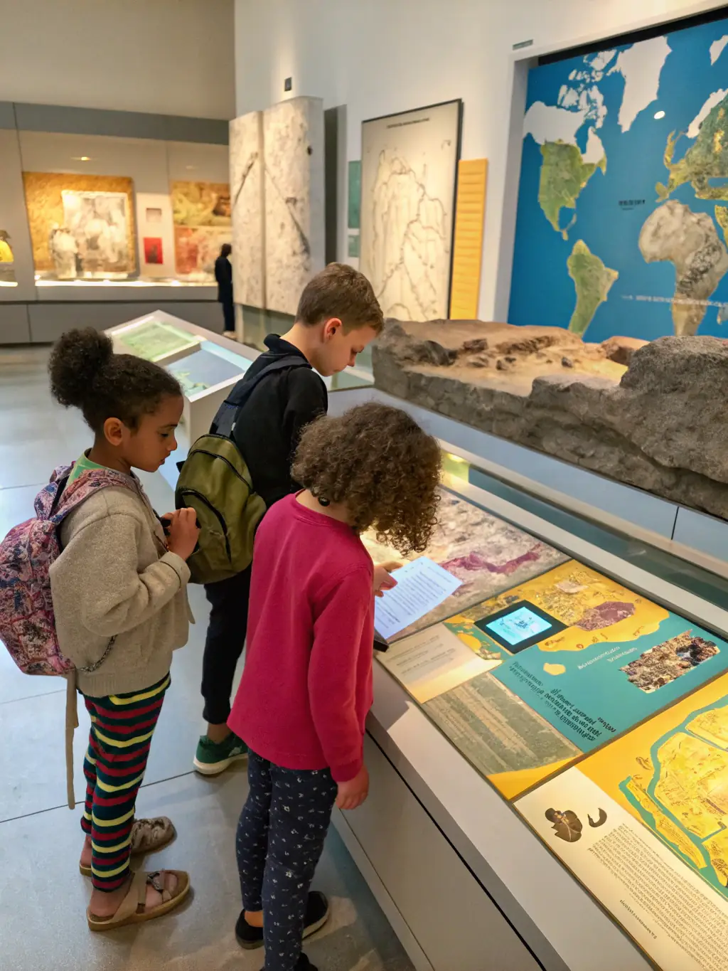 A vibrant image of a children's workshop at the museum, with kids engaged in learning about local history through interactive activities.