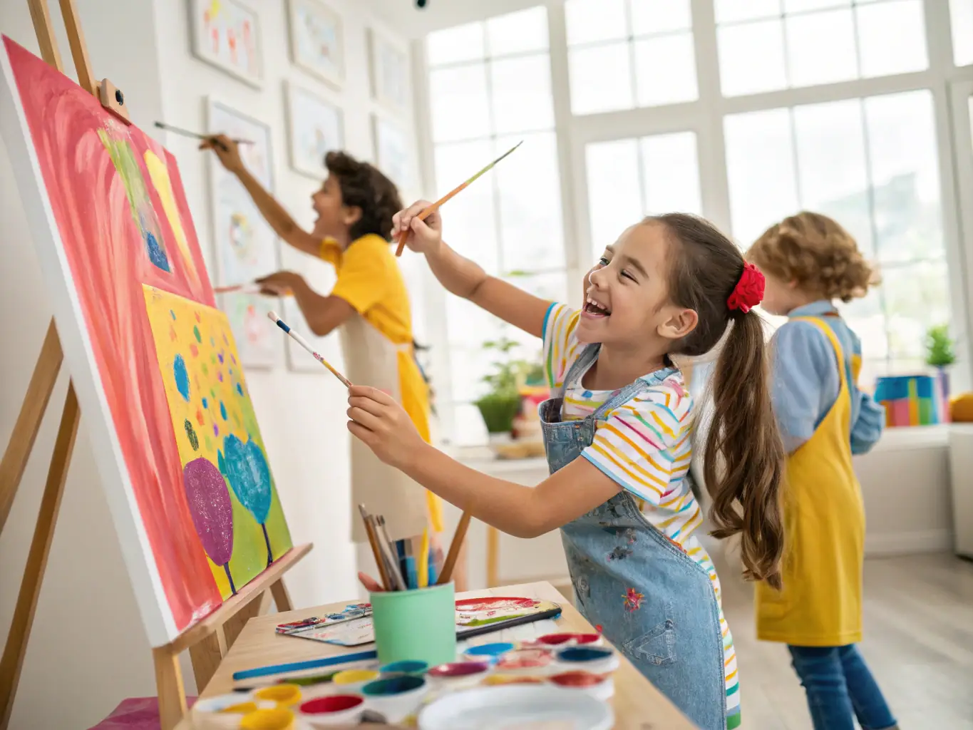 A vibrant image of children participating in an interactive workshop at the museum, learning about local history and art, showcasing the organization's educational outreach.