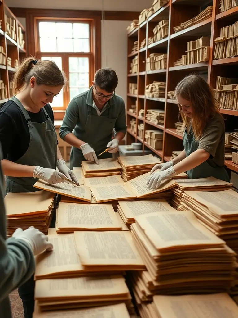 A photograph of volunteers cleaning and restoring artifacts in the museum's workshop, showcasing hands-on preservation efforts.