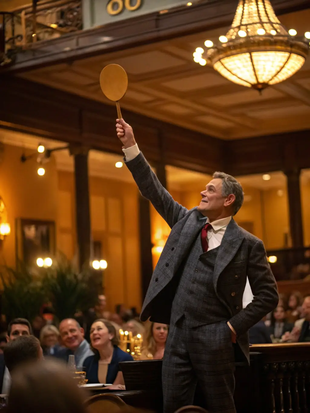 A photo of a fundraising gala event, showing attendees bidding on items to support the museum's activities and acquisitions.
